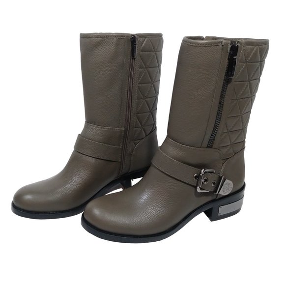 Vince Camuto Shoes - Vince Camuto Waveera Women's Leather Olive Gray Moto Boots- Size 9M